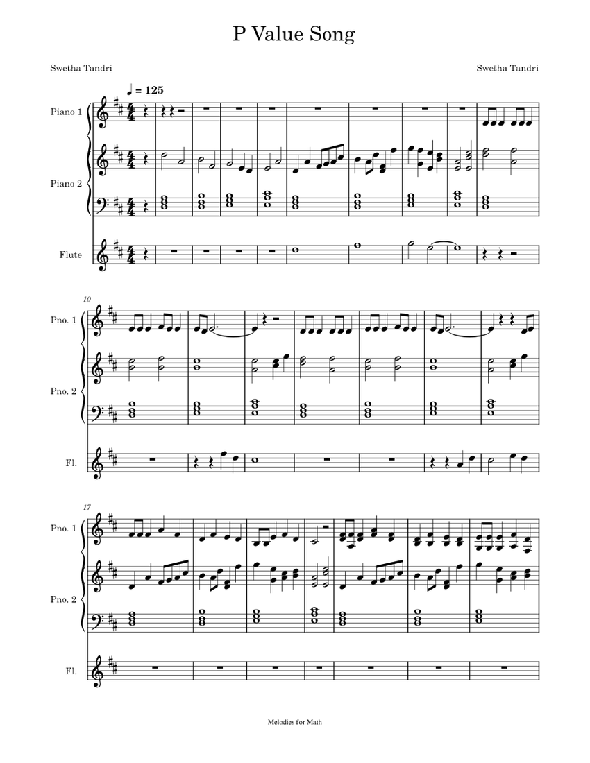 Pvg Score P Value Song Sheet music for Piano, Flute (Mixed Trio) | Musescore.com