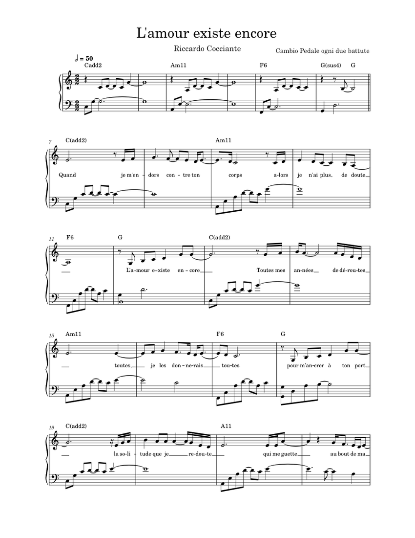 L'amour existe encore Sheet music for Piano (Solo) | Musescore.com