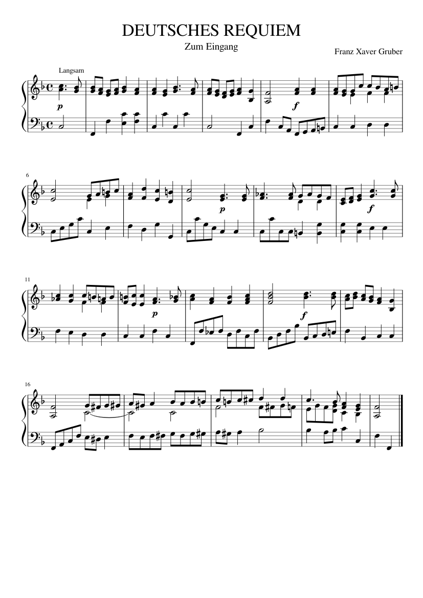 Franz Xaver Gruber: deutsches Requiem GWV 15 Orgel
