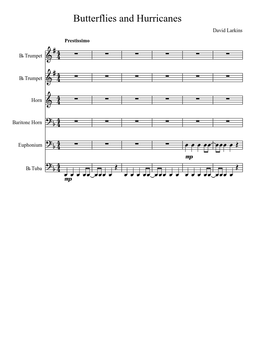 Butterflies and Hurricanes Sheet music for Tuba, Trumpet other (Mixed Trio)