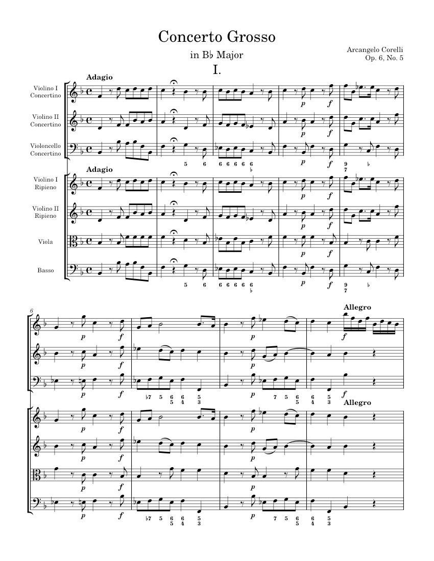 Concerto Grosso in B-Flat Major Op.6 No.5