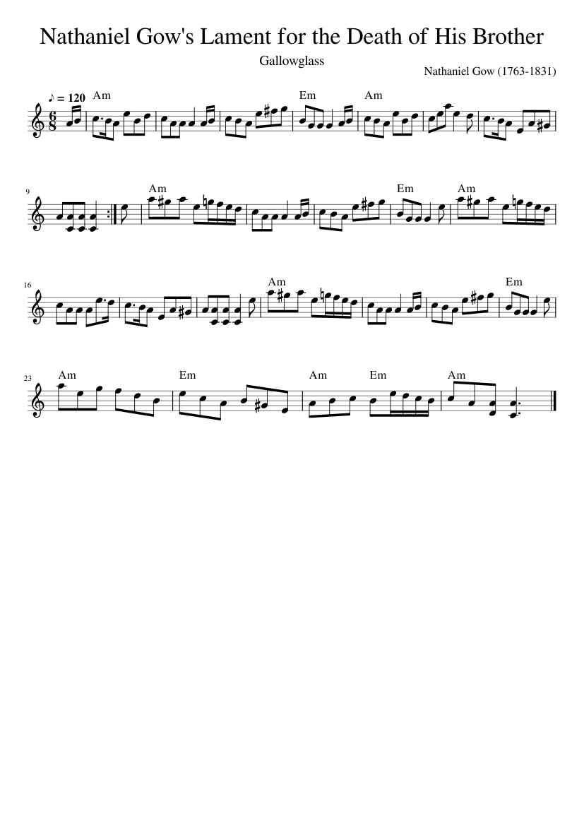 Nathaniel Gow's Lament for the Death of His Brother