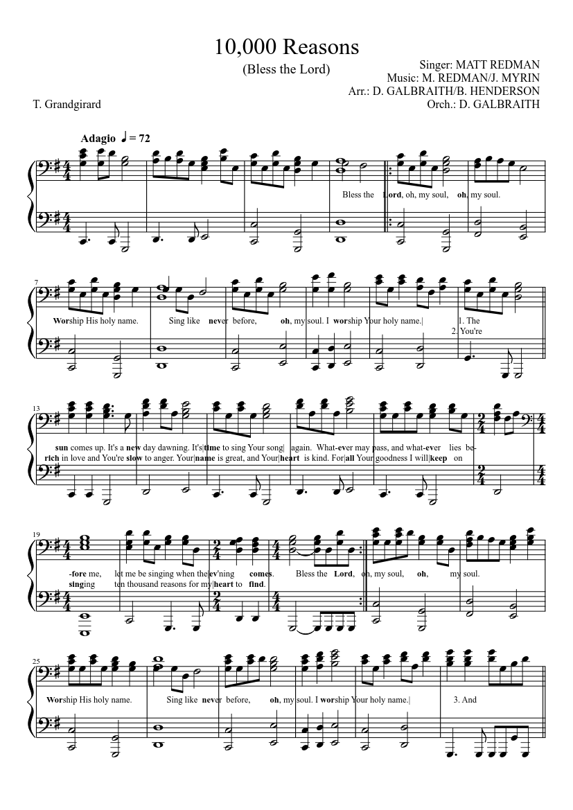 10000 Reasons Sheet music for Piano (Solo) Easy | Musescore.com