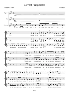 Free le vent nous portera by Noir Désir sheet music | Download PDF or print  on Musescore.com