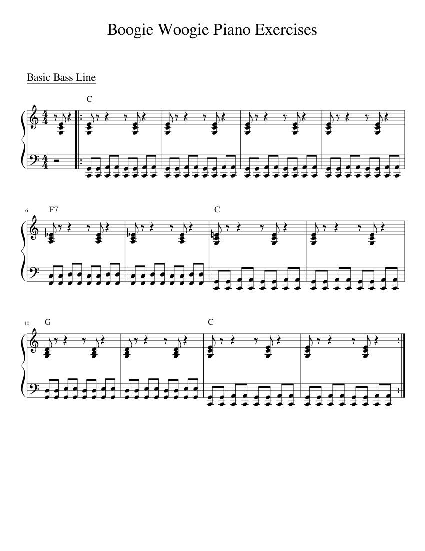 Boogie Woogie Piano Exercises Sheet music for Piano (Solo) | Musescore.com