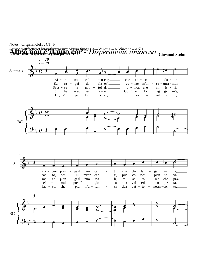 Altro non e'il mio cor - Disperatione amorosa