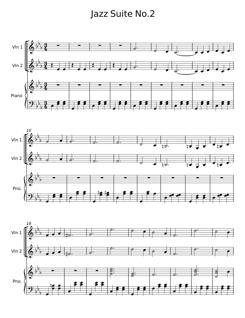 Jazz Suite No.2 Sheet Music for Piano, Violin (Mixed Trio