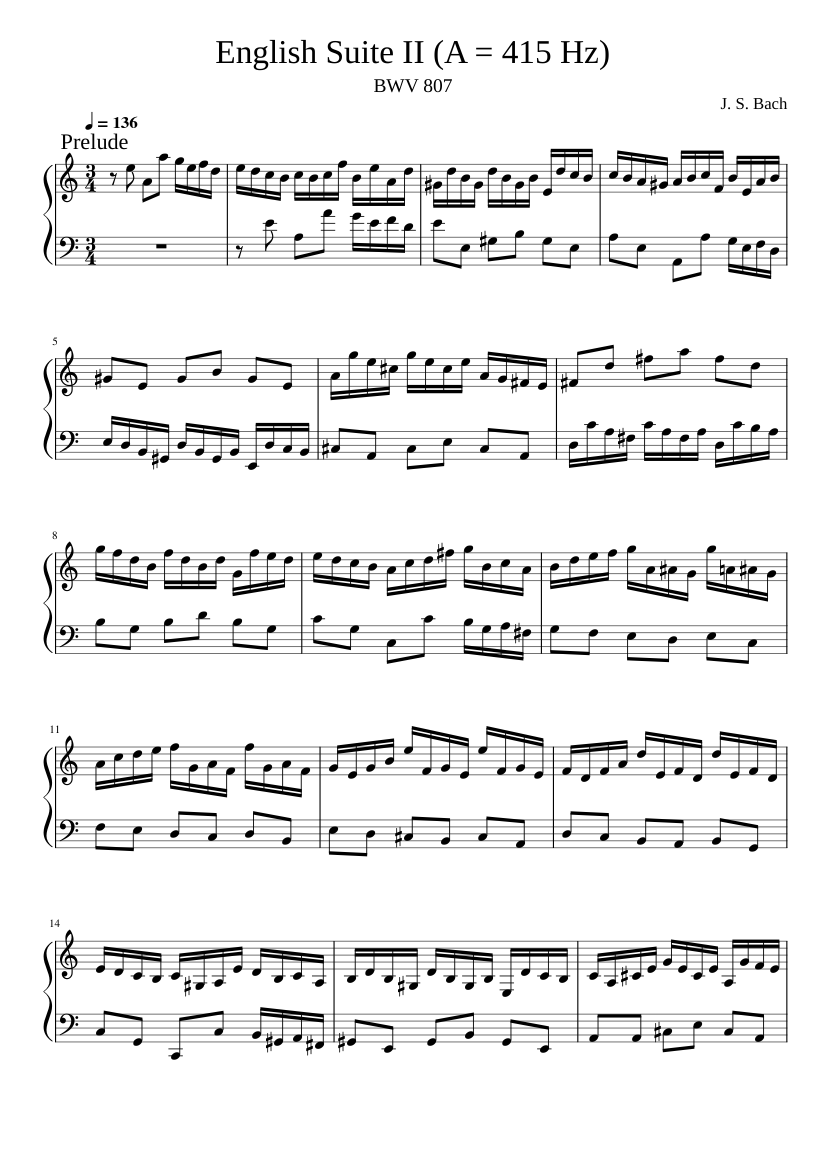 English Suite No.2 in A minor BWV 807