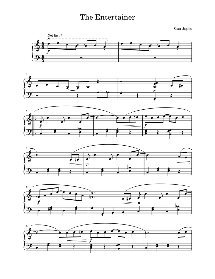 The Entertainer - Scott Joplin Sheet music for Piano (Solo) Easy ...