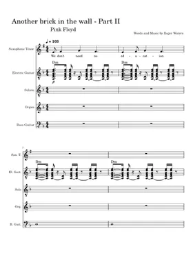 Another Brick In The Wall, Part 2 sheet music for bass solo (PDF)
