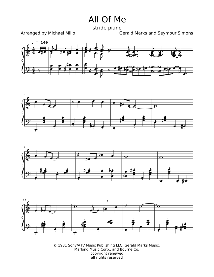 All Of Me - Jazz Standard Sheet music for Piano (Solo) | Musescore.com
