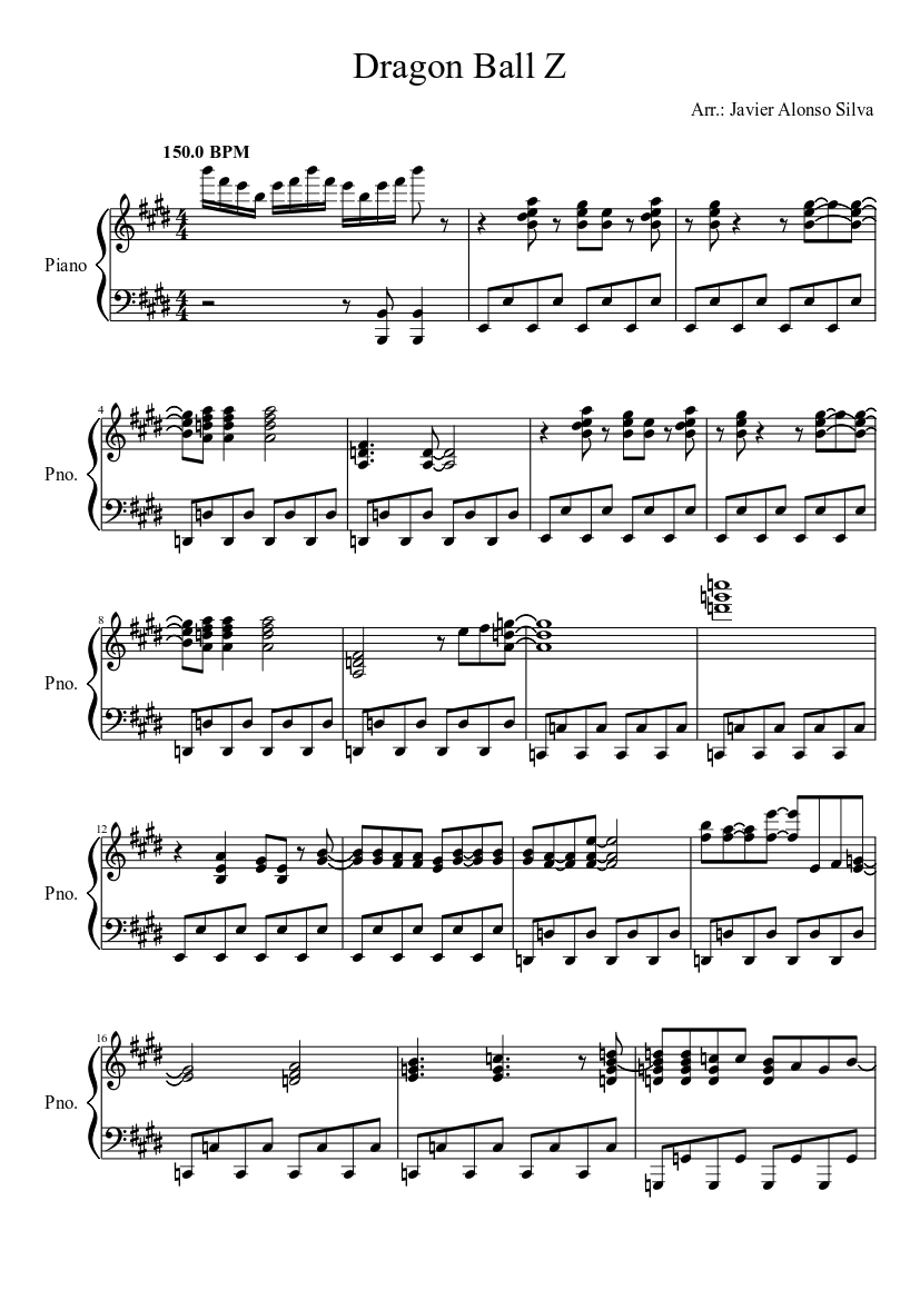 Dragon Ball Z Sheet music for Piano (Solo) | Musescore.com