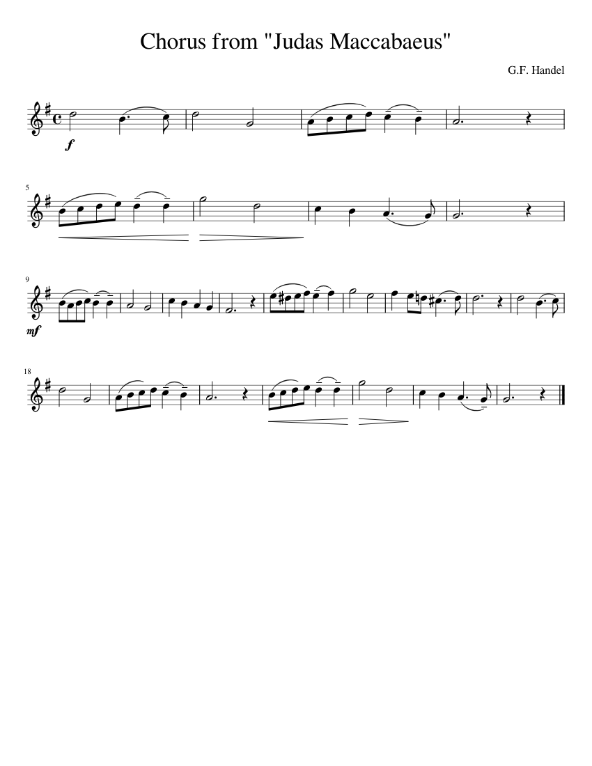 Chorus from "Judas Maccabaeus" Sheet Music for Violin (Solo) | MuseScore.com
