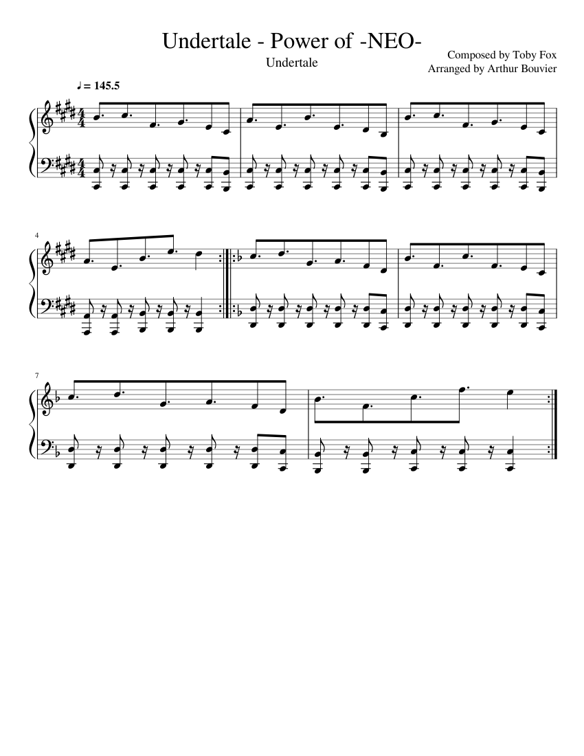 Undertale Power Of Neo Piano Sheet Music For Piano Solo Musescore Com