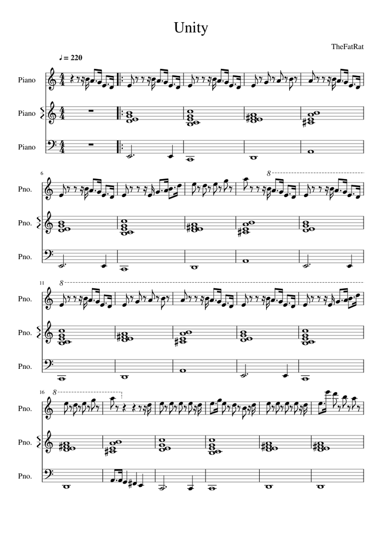 The Fat Rat-Unity Sheet music for Piano (Mixed Trio) Musescore.com.