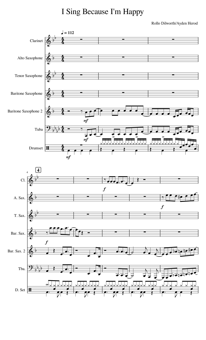 I Sing Because I'm Happy Sheet Music for Organ, Tuba, Saxophone alto ...