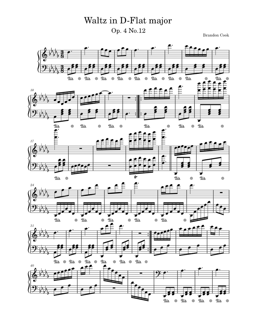 Waltz in D-Flat major Sheet music for Piano (Solo) Easy | Musescore.com