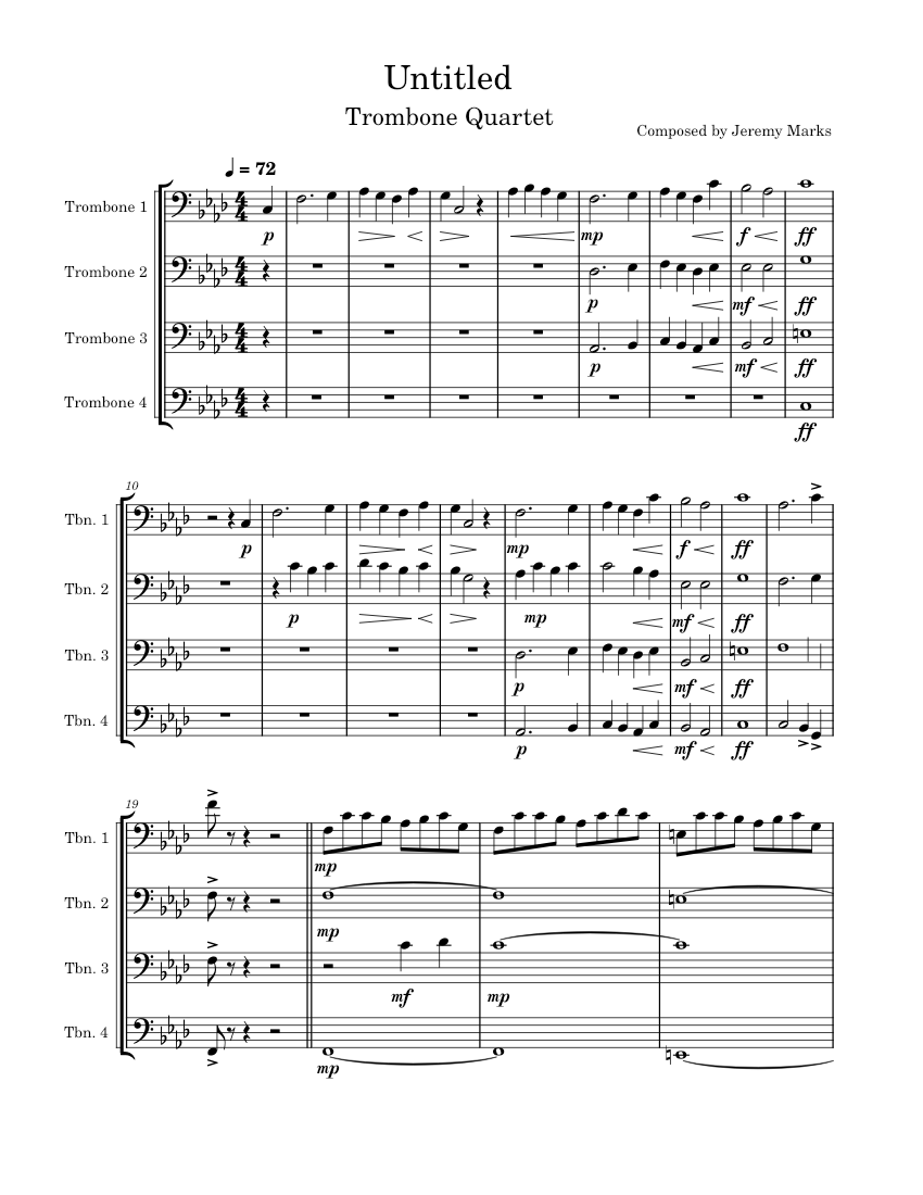 Trombone Quartet (Requested - Angel A.) Sheet music for Trombone (Mixed ...