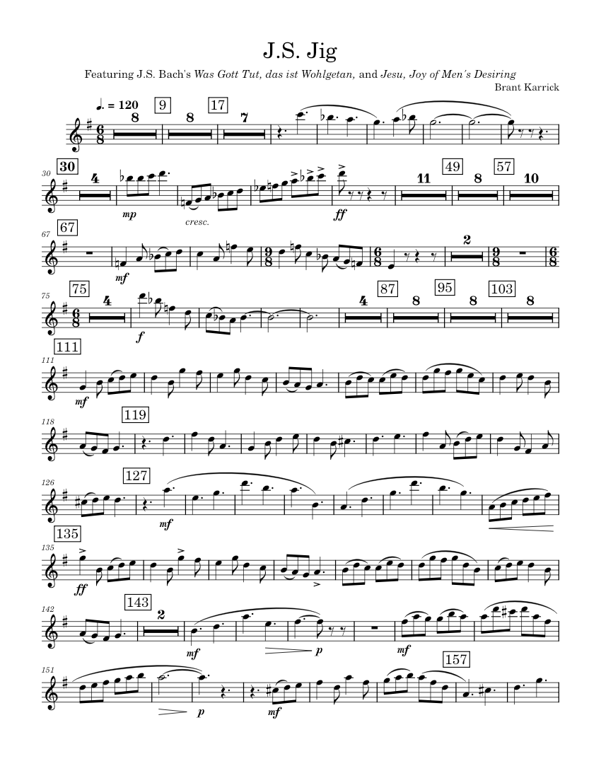 Jig Notes J.S Jig – Brant Karrick J.S Jig Eb Clarinet Sheet Music for Clarinet ...