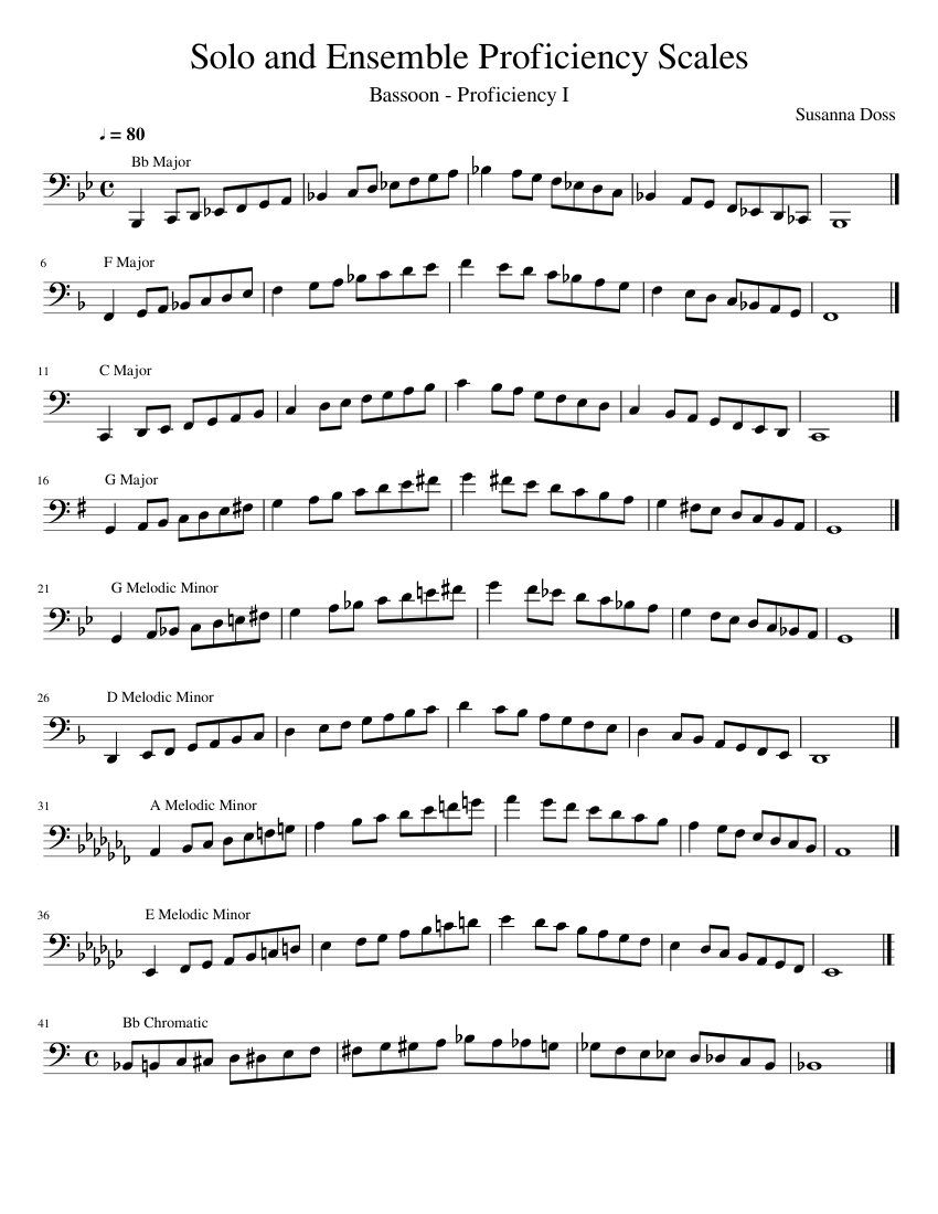 Bassoon - Solo and Ensemble Proficiency 1 Scales