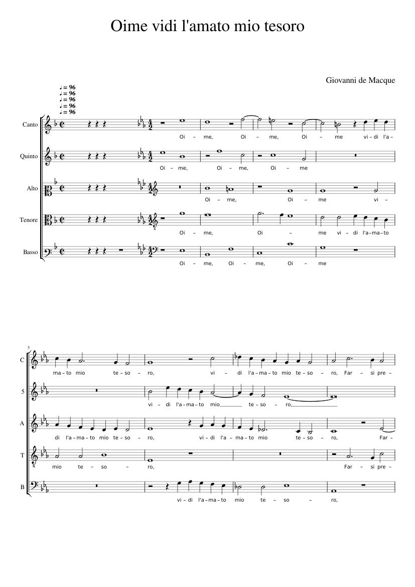 Oime vidi l'amato mio tesoro