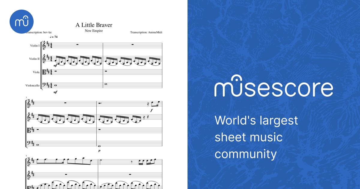 A Little Braver Sheet music for Violin, Viola, Cello (String Quartet) |  Musescore.com