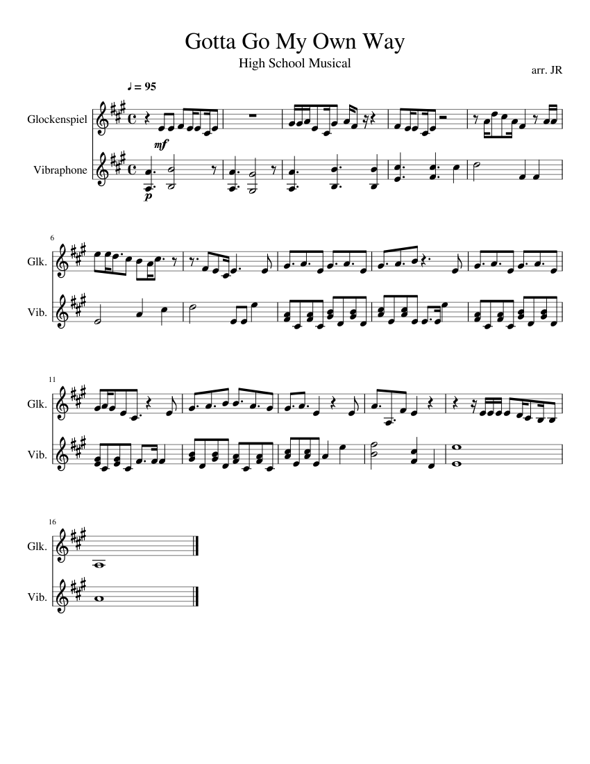 Gotta Go My Own Way Sc Sheet Music For Glockenspiel Vibraphone Percussion Duet Musescore Com