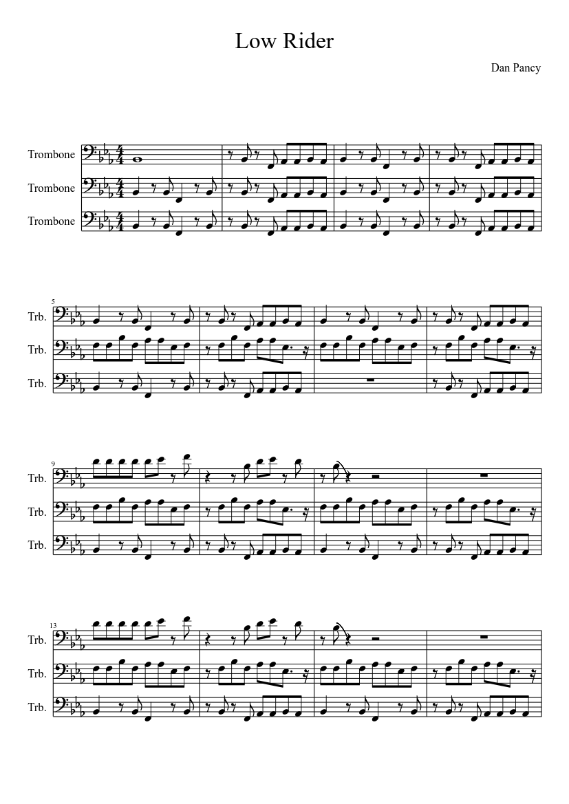 Low Rider Notes Low Rider Sheet Music for Trombone (Mixed Trio) | MuseScore.com