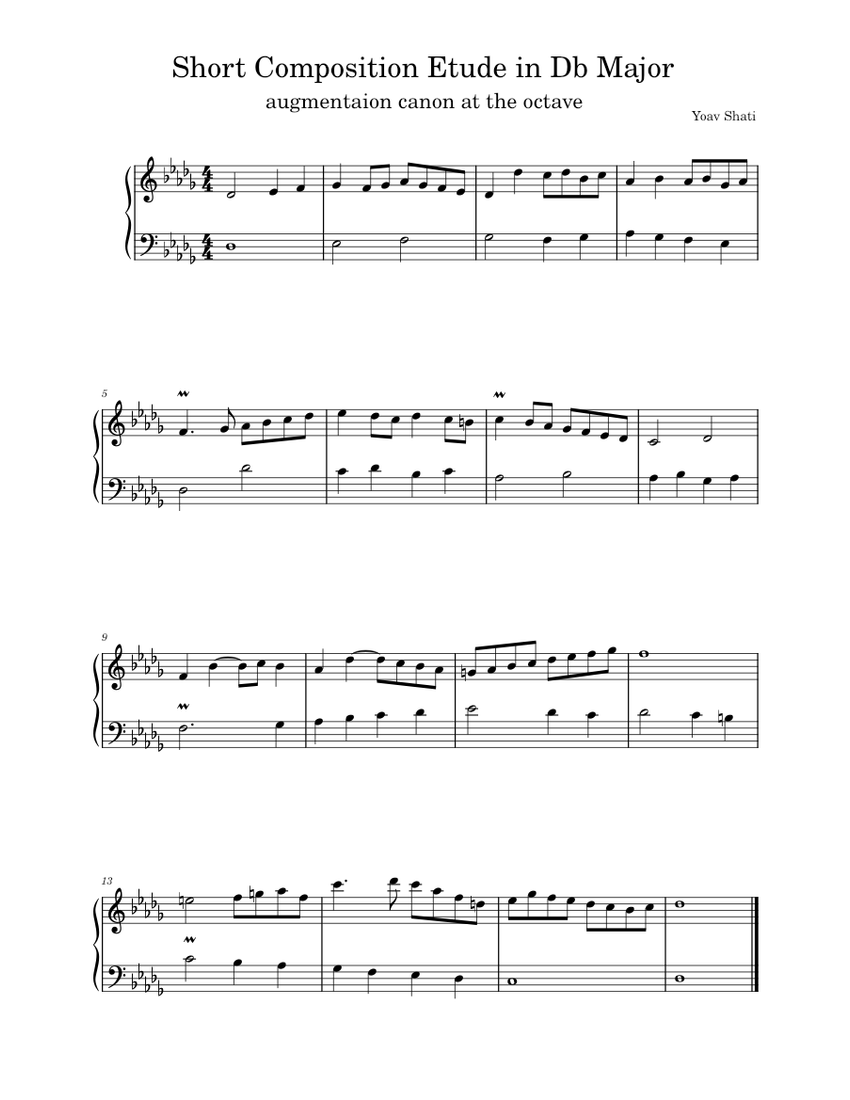 Short Composition Etude in Db Major Sheet music for Piano (Solo ...