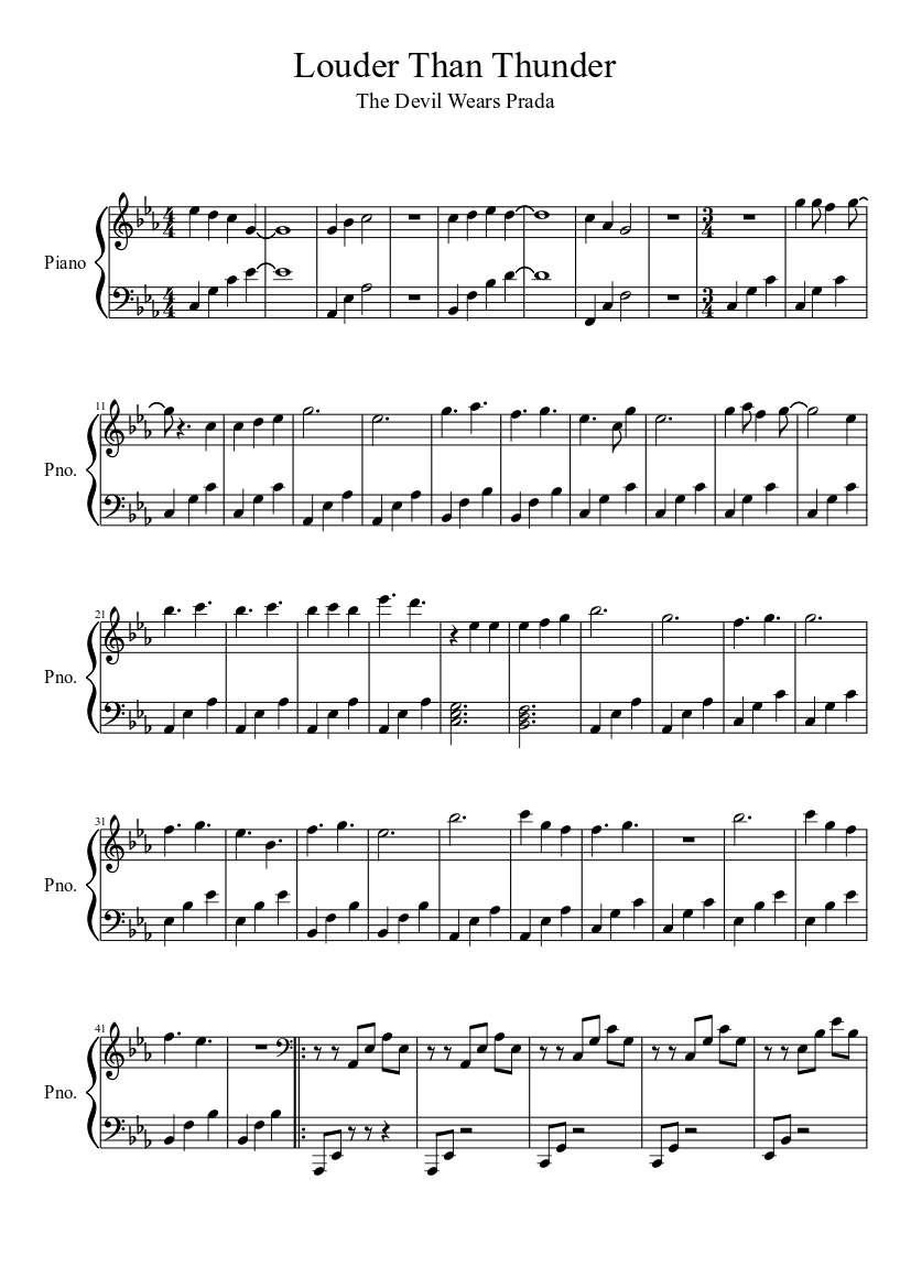 Louder Than Thunder - Piano Cover Sheet music for Piano (Solo) |  