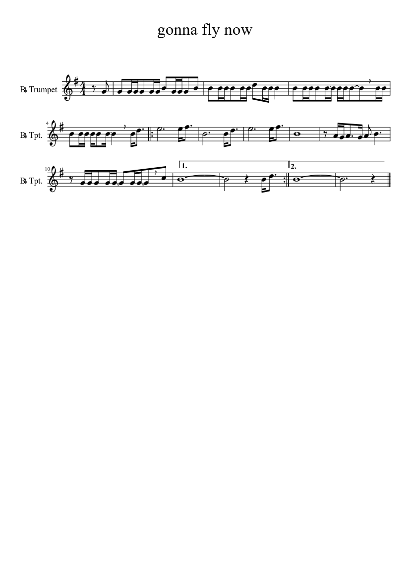 gonna fly now Sheet music for Trumpet other (Solo) | Musescore.com