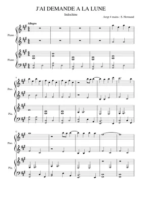 Free Indochine sheet music | Download PDF or print on Musescore.com