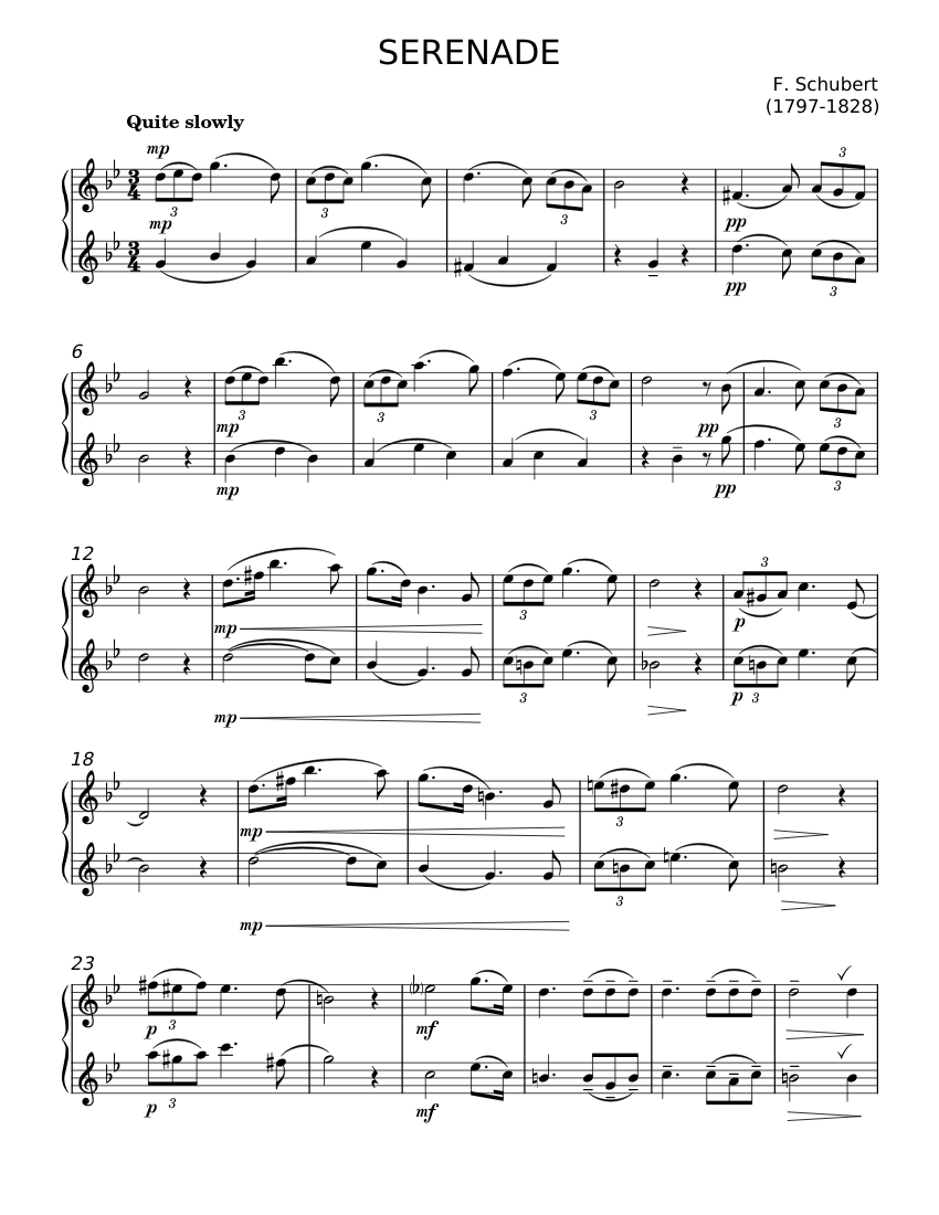 Serenade - Franz Schubert Sheet music for Piano (Piano Duo) | Musescore.com