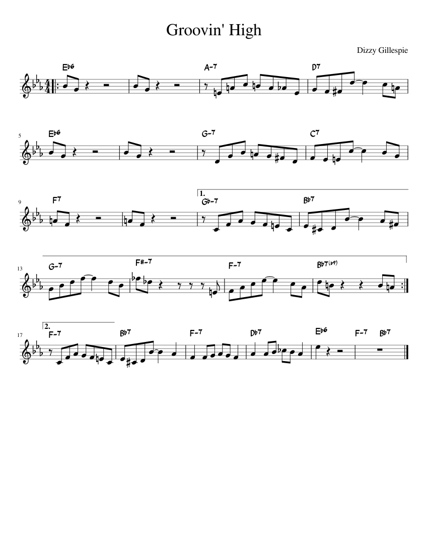 Groovin' High Sheet music for Piano (Solo) | Musescore.com