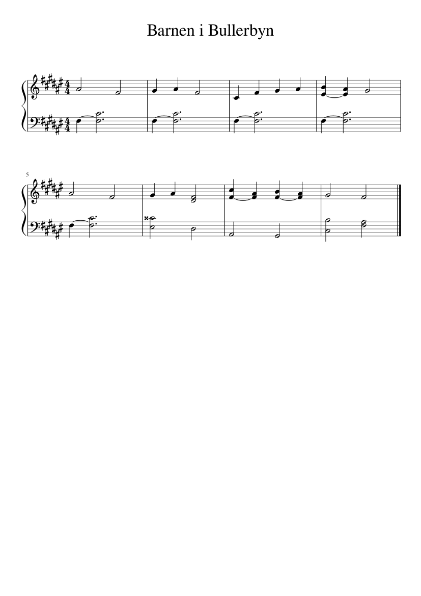 Barnen i Bullerbyn Sheet music for Piano (Solo) | Musescore.com
