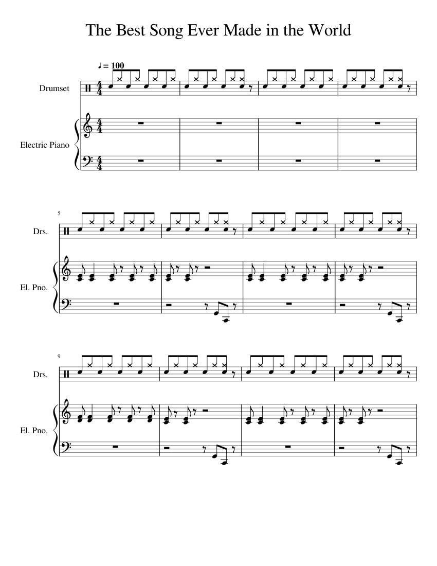 This is the best song ever made in the world! Sheet music for Piano, Drum  group (Mixed Duet) | Musescore.com