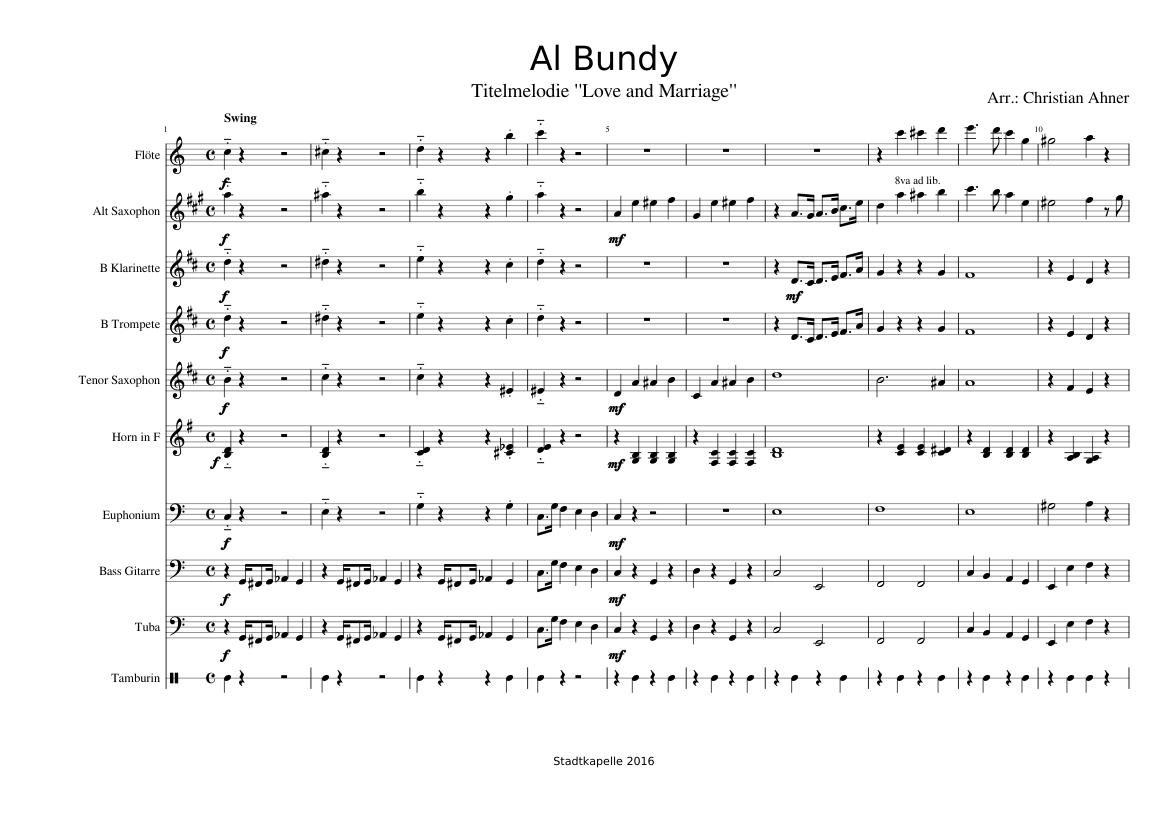 Al Bundy Sheet music for Euphonium, Tuba, Tambourine, Flute & more