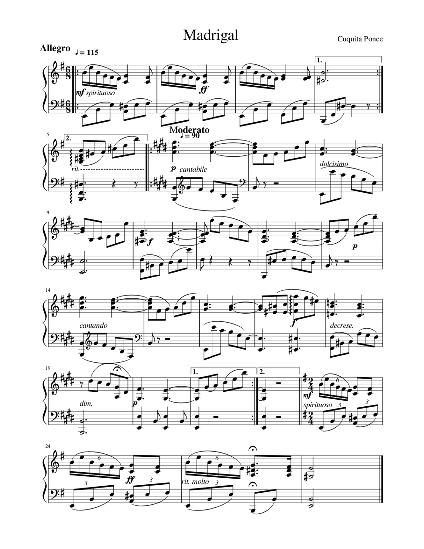 Madrigal Sheet music for Piano (Solo) | Musescore.com