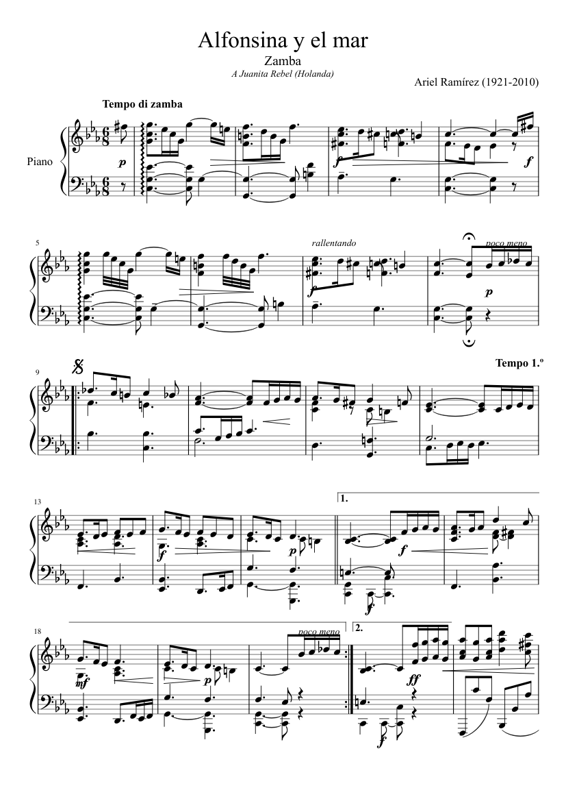 vida Tibio tormenta Alfonsina y el mar Cm Sheet music for Piano (Solo) | Musescore.com