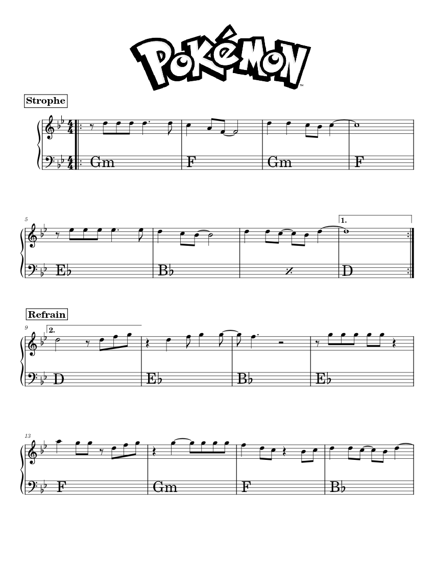 Pokémon Theme Sheet music for Piano (Solo) | Musescore.com