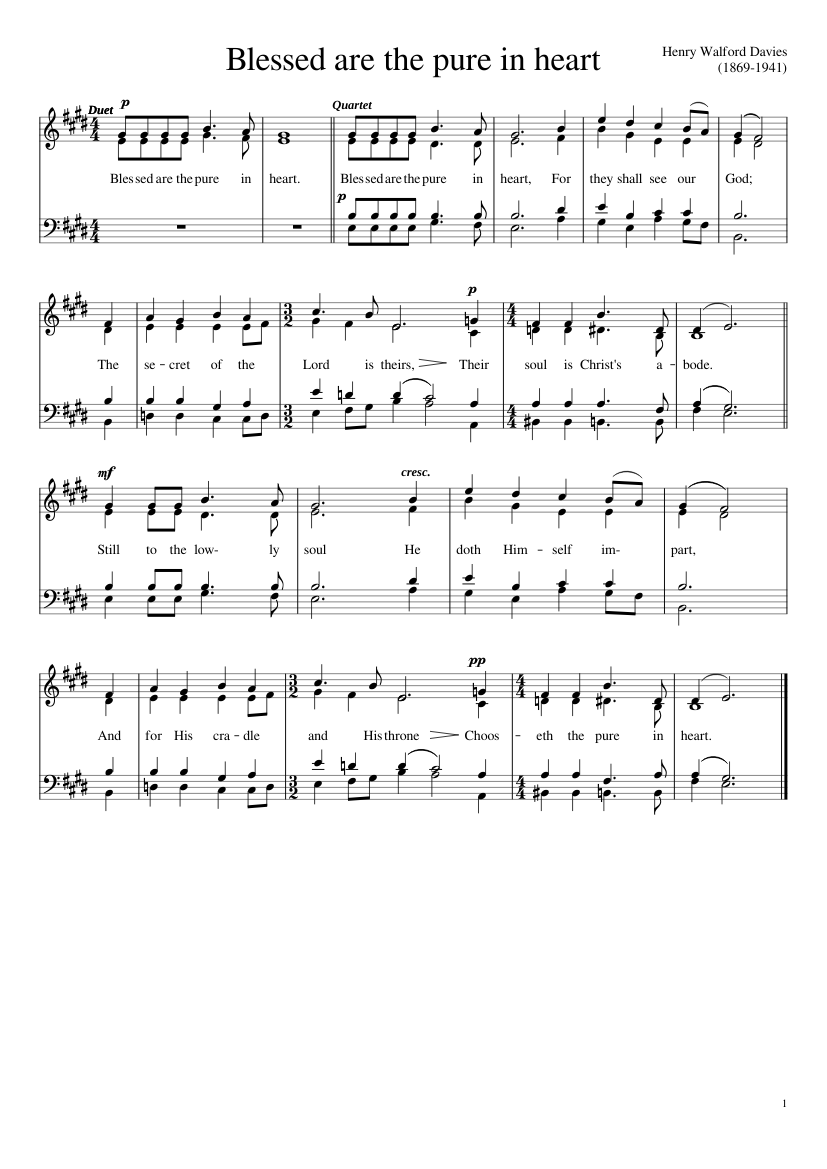 Blessed are the pure in heart - Henry Walford Davies