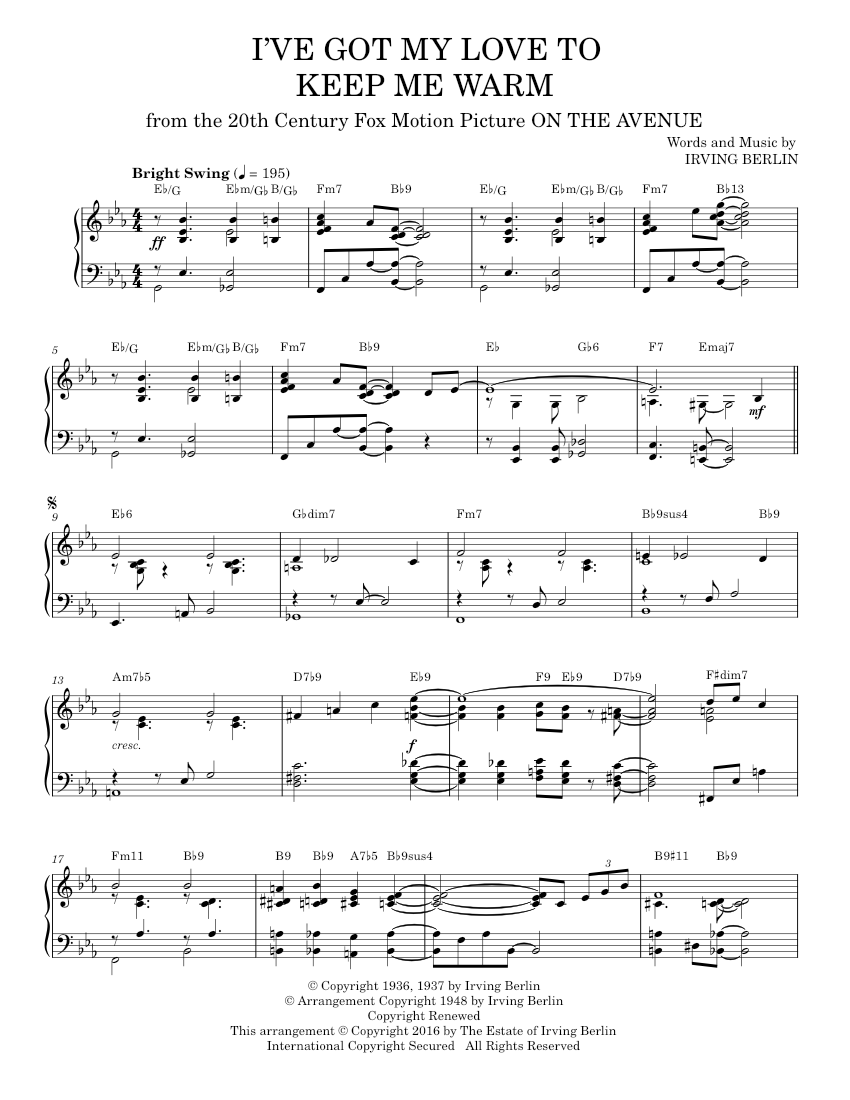 I've Got My Love To Keep Me Warm [Jazz version] Sheet music for Piano ...