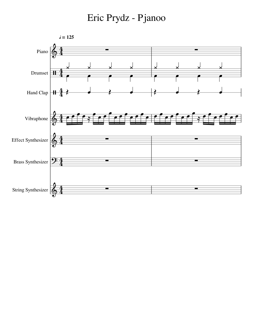 Eric Prydz - Pjanoo Sheet music for Piano, Vibraphone, Drum group, Strings  group & more instruments (Mixed Ensemble) | Musescore.com