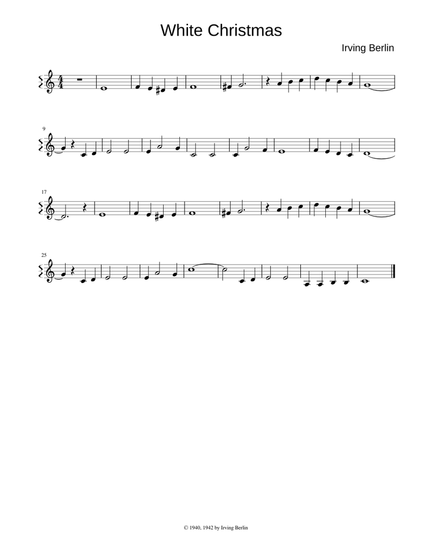 White Christmas - Bianco Natale Sheet music for Piano (Solo) Easy |  Musescore.com