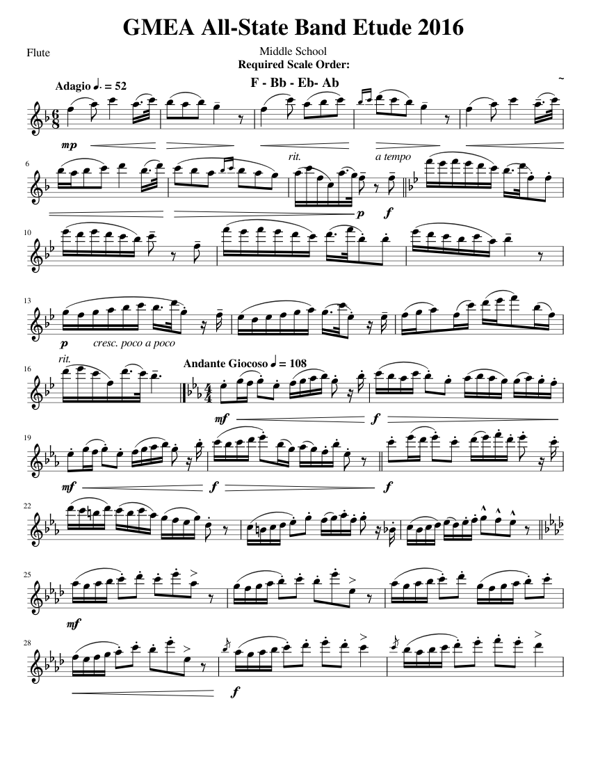 GMEA AllState Band Etude 20162017 Flute Sheet music for Flute (Solo