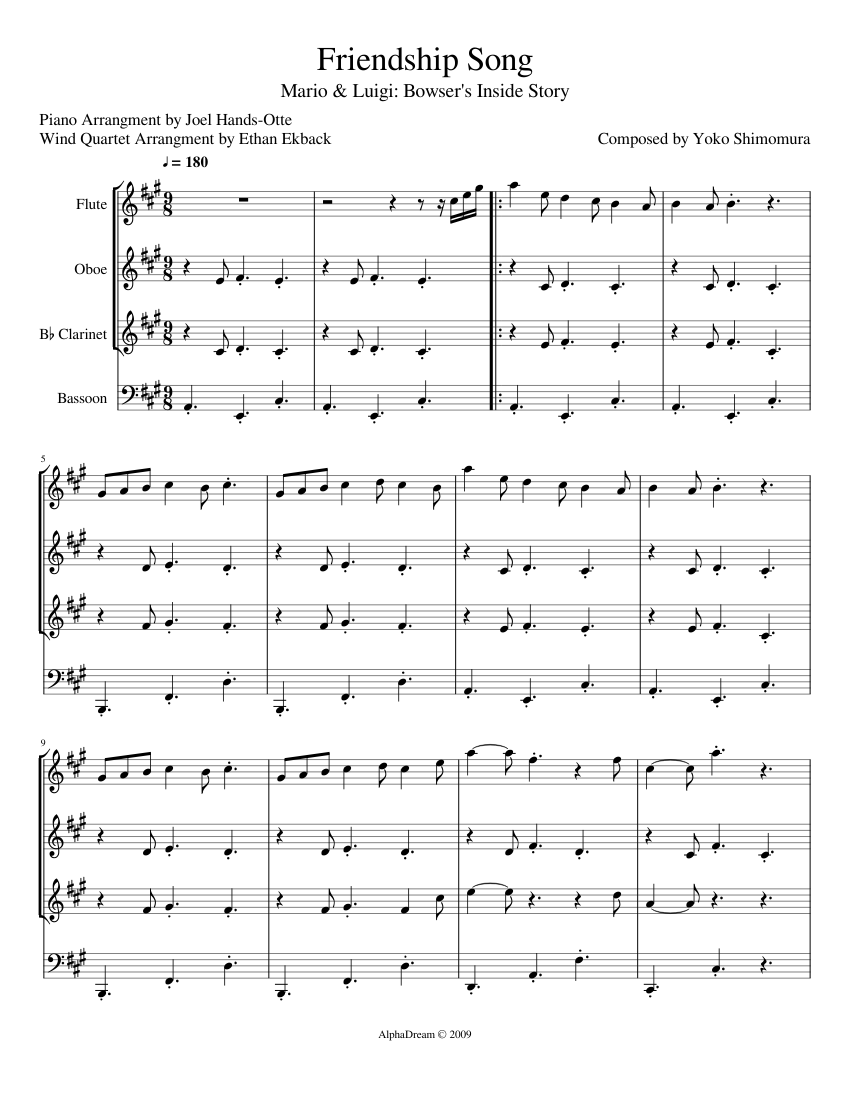 Friendship Song Sheet music for Flute, Oboe, in bflat