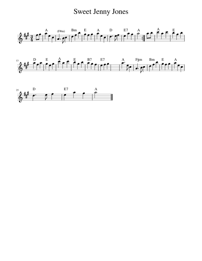 Sweet Jenny Jones Sheet music for Piano (Solo)