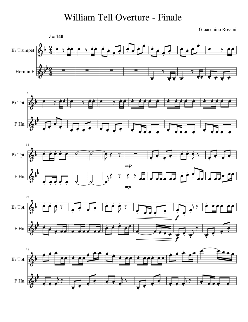 William Tell Overture - Finale Sheet music for Trumpet in b-flat, French  horn (Brass Duet) | Musescore.com