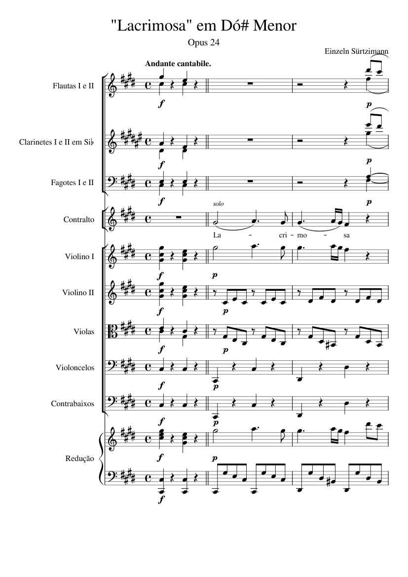 'Lacrimosa' in C Minor, Op. 24 Sheet music for Piano, Alto, Flute