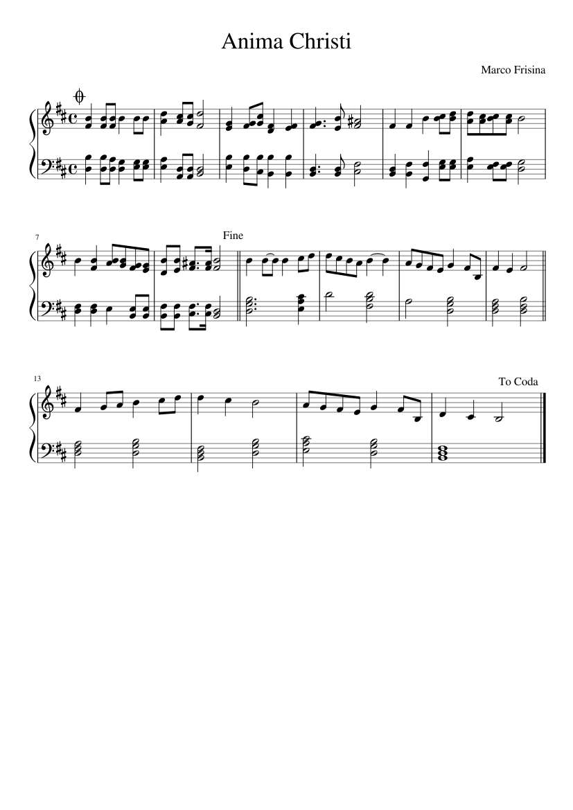 Anima Christi Sheet Music for Piano (Solo) easy | MuseScore.com